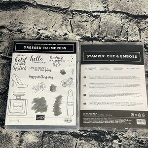 Stampin Up DRESSED TO IMPRESS Stamps & ALL DRESSED UP Die Set Lipstick Perfume